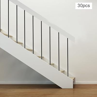 30 Pack Wrought Iron Balusters, Staircase Decorative Metal Balusters, 5/8in Deck Balusters Iron, Staircase Baluster for Staircases, Gardens, Balconies(30 Straight Balusters)