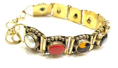 Shakti Stones Ashtadhatu Metal Made Navgrah/navratan/Navratna Bracelet (Religious Item) Golden Finishing for Men and Women