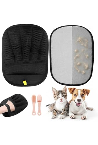 RIVANOSTORE 1-pack Upgraded Double- pet hair removal Five-Finger Reusable Electrostatic Grooming Gloves for Dogs & Cats | pet hair glove Bed Couch dog glove