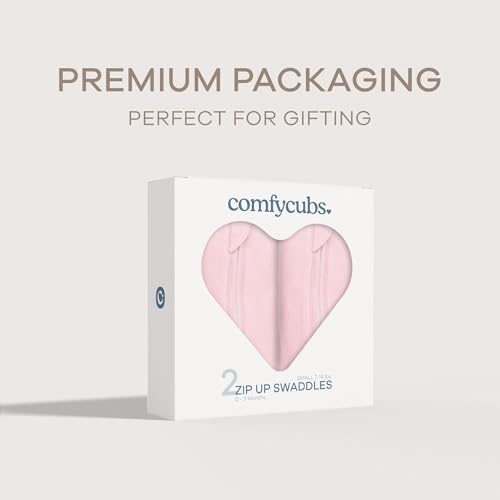 Comfy Cubs Swaddle Blanket Baby Girl Boy Easy Zipper Wrap 2 Pack Newborn Infant Sleep Sack (Small 0-3 Months, Pink)