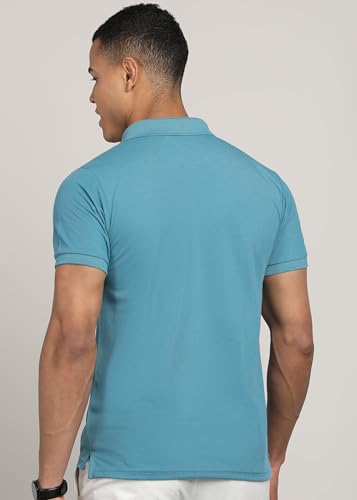 Image of INKKR Men Solid Polo Neck Cotton Blend Collar T-Shirt