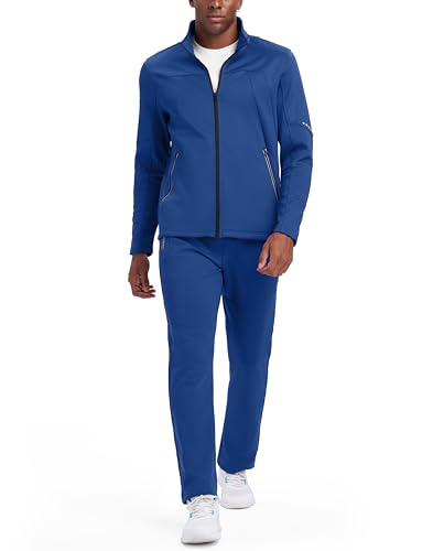 BGOWATU Men's Fleece Lined Sweatsuits Tracksuits 2 Piece Outfit Sets Track Suits Full zip Winter Jogging Suit Royal Blue L