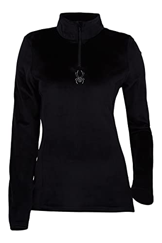Spyder Women’s Shimmer Bug Zip T-Neck – Ladies Pullover Long Sleeve Active Shirt , Black, X-Small #TOP3