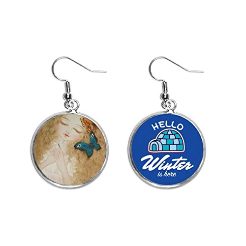 Pendientes de mariposa con pintura china y efecto hielo de invierno para lucir un estilo elegante