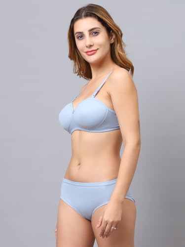 Image of Cotton Blend Light Padded Non Wired Full Coverage Bra and Panty Set Lingerie Set for Girls and Women