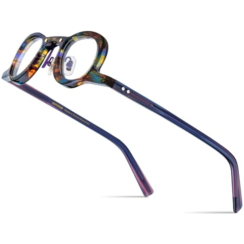 Image of HEPIDEM Acetate Glasses Frame Men,Round Optical Eyeglasses Women Vintage Retro Eyewear 9153