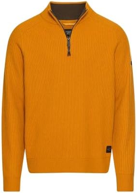 camel active Herren Strick-Troyer aus Reiner Lammwolle | hochwertiger Pullover mit Troyerkragen und Reißverschluss aus reiner Lammwolle, lockere Passform