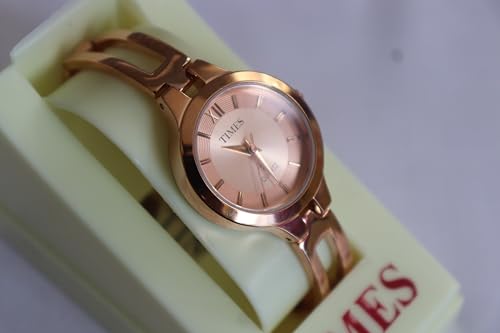 Image of Times Women's Analog Wrist Watch (34) | Gold Colour | Stylish Chain | Gold Dial |