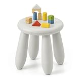 Relaxdays Kinderhocker, 26 cm Sitzhöhe, abwischbar, leicht, formstabil, Sitzhocker für Kleinkinder, Kunststoff, weiß
