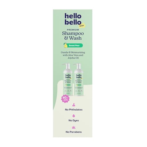 Image of Hello Bello Sweet Pear Shampoo & Body Wash, Hypoallergenic, Dermatologist & Pediatrician Tested Formula for Babies & Kids, 20 FL Oz (Pack of 2)