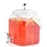 1 Gallon Beverage Dispenser - Leak proof Juice Dispenser Sealed Plastic Lemonade Dispensers with Anti-Rust Lids Drink Jug for Parties Home Kitchen Camping with Spigot（1 Packs）