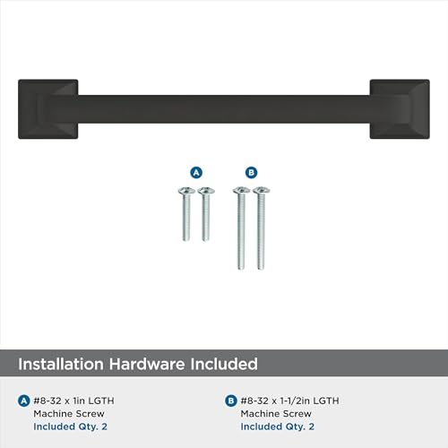 Amerock Ville 5-1/16 inch (128mm) Center-to-Center Matte Black Cabinet Pull - 10 Pack by Amerock - Image 2