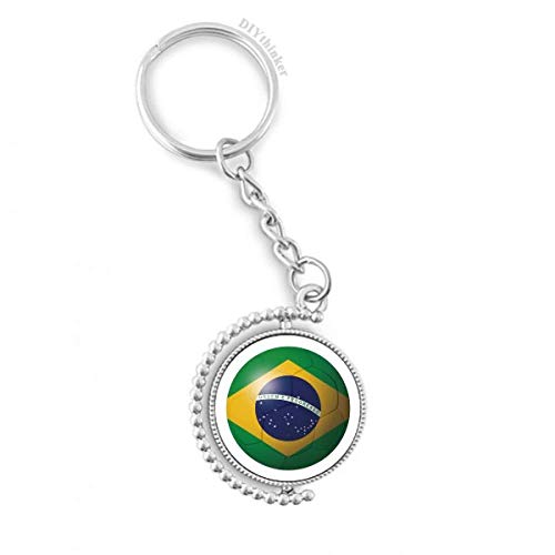 Porte-clés rotatif drapeau Brésil football de 3 cm