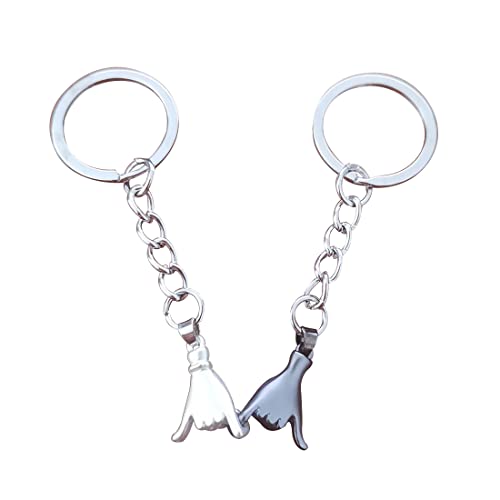 Meimimix 2Pcs Pinky Promise Keychains For Couples Matching Hand Pendant Bff Best Friend Necklace Women Men Love Friendship Family (Silver Black) #TOP4