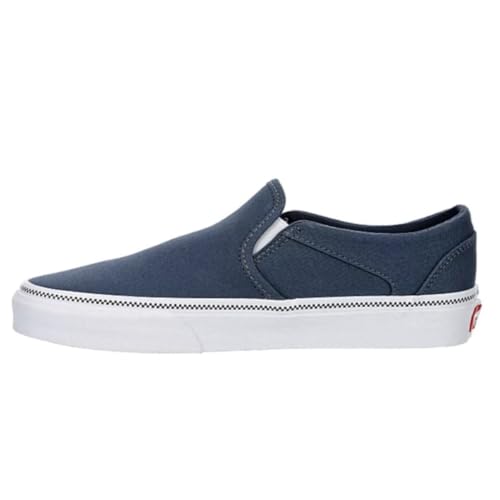 Vans Vans Unisex Asher Canvas Material Shoes - Checker Foxing Vintage in - Slip-On Style - Blue 7.5