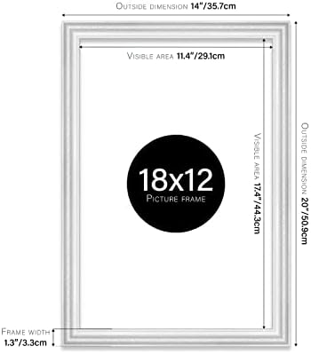 18x12 White Ornate Picture Frame 18"x12"(45.7x30.5cm) Poster, Photo, Artwork, or Print. Shabby Chic Style Portrait and Landscape Display with Wall Hooks