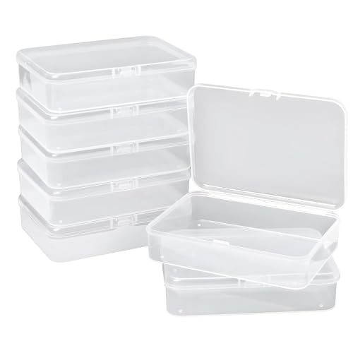 Gabrella 8 Pcs Small Plastic Case, 4x3x1 Inch Mini Plastic Storage Containers Box with Lid, Clear Rectangle Box Organizer for Collecting Small Items, Beads, Jewelry, Cards, Crafts