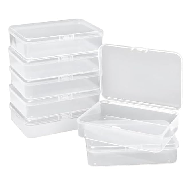 8 Pcs Small Plastic Case, 4x3x1 Inch Mini Plastic Storage Containers Box with Lid, Clear Rectangle Box Organizer for Collecting Small Items, Beads, Jewelry, Cards, Crafts