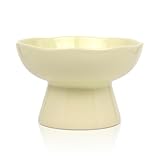 6.1" Wide 1.57" Deep Elevated Cat Bowls, Ceramic Water Bowls for Flat Faced Cats,Cat Feeder,Stress Free,Protect Cat’s Spine,Cream