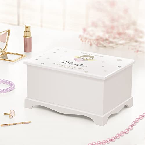 Maverton Personalised Ballet Dancer Music Box for Woman - Jewellery Treasure Box for Girls - White Wooden Case with Mirror - for Birthday - Overprinted Storage Box for her - Christmas Gifts - Stars - Image 2