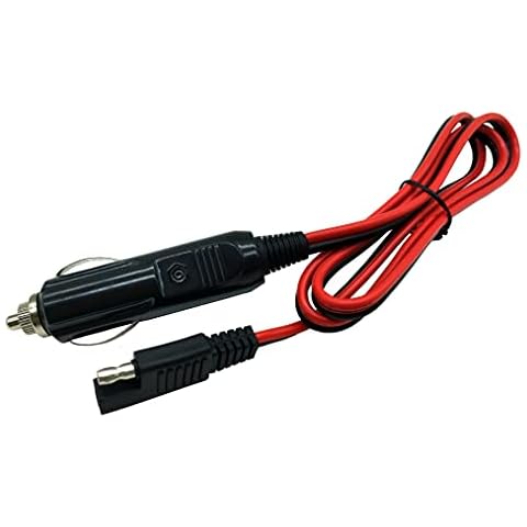 Cigarette Lighter to SAE Cable, Halokny 14AWG Cable 12V Car Cigarette Lighter Plug to SAE Quick Release Adapter Extension Charging Cable with 15A Fuse and LED Light(3ft/1m) Cover