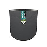 EDA   Pot Rond 50 cm Volcania'Up 67 L   Décor Imitation Pierre   Simple Paroi avec Colerette Trompe l'oeil   Zone de Rétention d'eau pour Limiter l'Arrosage   Ø 48,5 x H.46,2 cm   Gris Anthracite