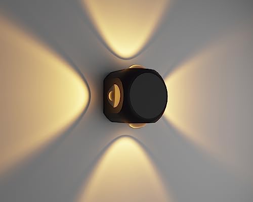 Image of PESCA Metal Wall Lights Outdoor Lighting- Exterior Wall Light For Porch Patio Up Down Left Right Waterproof Light For Garden Terrace Courtyard Garage (4X3W- Diamond) Ip-65 Waterproof