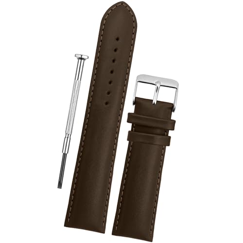 DBLACK ‘’ZEUS’’ Genuine Leather Watch Strap, Minimalist Design Watch Belt // For 18mm, 20mm, 22mm, or 24mm Full-Padded Watch Band (Choose Your Size & Color) (Brown, 26mm)