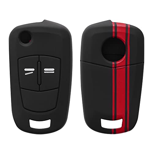 kwmobile Coque clé de Voiture Compatible avec Opel Vauxhall 2-Bouton Accessoire clé Voiture - Protection étui Souple en Silicone - Rouge-Noir