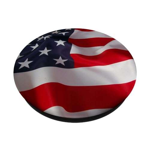 USA American Flag Design 4th of July Gift On Black PopSockets Adhesive PopGrip