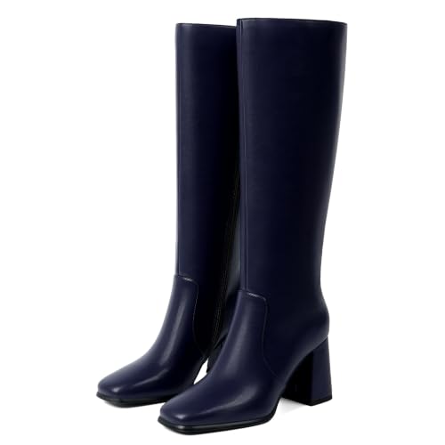 Image of Modatope Knee High Boots Women Square Toe Chunky Heel Fashion Tall Boots | Block Heel Gogo Boots with Side Zipper,Fashion Heeled Fall Winter Boots,Long Dressy Boots for Women