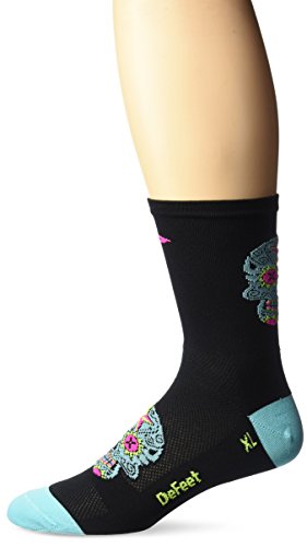 Defeet Aireator Tall Sugarskull Socks, Black/Neptune, Medium