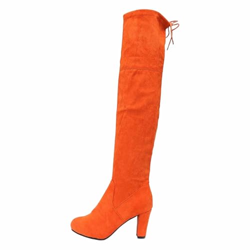 Bottes au-dessus du genou à talon bloc robuste et pointe ronde