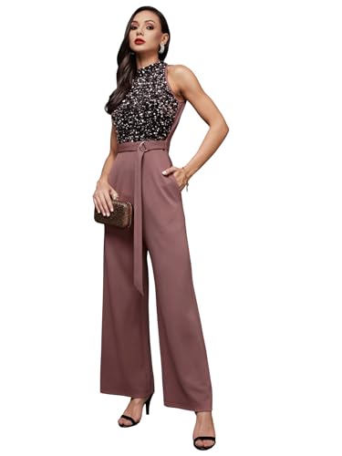 Image of Miss Chase Women's Keyhole Neck Regular Sleeve Regular Length Jumpsuit with Pockets