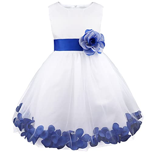 Alvivi Vestido Princesa de Comunión para Niña Vestido Blanco de Bautismo Bautizo Vestido de Flores Niña Cumpleaños Ceremonia Partido 2-16 Años D Azul Marino 2 años
