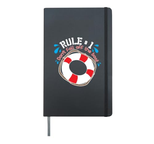 Funny Rule Number 1 Don't Fall off the Boat Holiday Cruise Hardcover Journal, Black