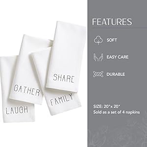Elrene home fashions farmhouse living sentiments napkins 20 x 20 set of 4 blackwhite 4  urban country home decor