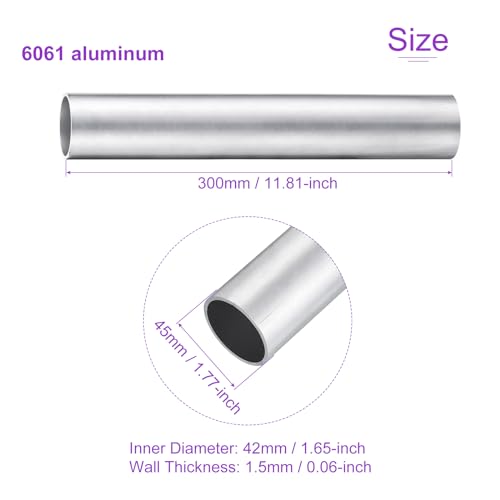 DMiotech (45mm OD x 42mm ID) 6061 Aluminium Rundrohr 300mm Länge Industriemetallrohr für Maschinenrahmenbau DIY-Projekte