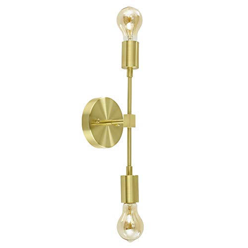 ZOOSSI Bathroom Vanity Wall Sconce 2 Lights, Gold Industrial Metal Wall Mount Lamp