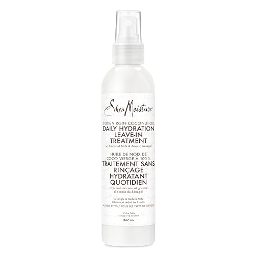 Shea Moisture Daily Hydration Leave-In Hair Treatment hair care for all hair types 100% Virgin Coconut Oil with Coconut Oil, Coconut Milk, Acacia Senegal 237 ml