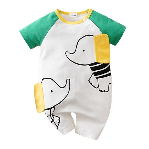 Image of Hopscotch Baby Boys Animal Print Short Sleeves White Rompers