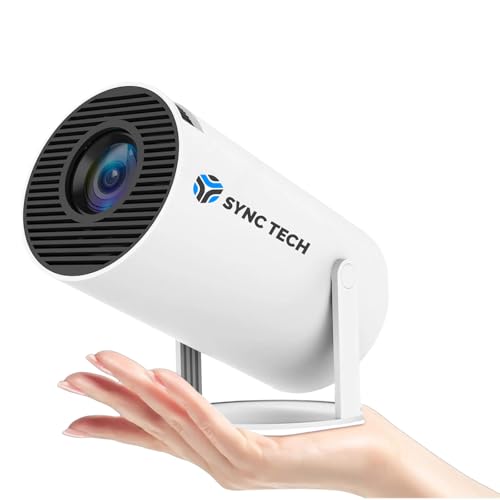 SyncTech 4K MINI PROJECTOR UHD, Portable Projector with Android 11 APPs like Netflix, Youtube, Auto Angle Correctiion, 180° Rotation Outdoor Projector Compatible with Phone Mirroring