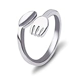 Ladywowu Spoon and Fork Ring, Unisex Adjustable Open Ring for Men, Funky Ring for Chef Christmas Gift