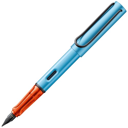 Lamy AL-star denim Füller – Füllhalter mit ergonomischem Griff & polierter Stahlfeder in Strichbreite M – leichtes Aluminiumgehäuse – inkl. Tintenpatrone T 10 blau – Rechtshänder