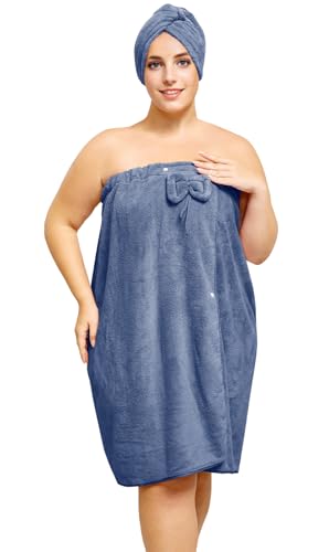 Plus Size Towel Wrap with Hair Towel for Women(XXL-XXXXL)
