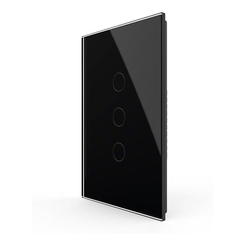 LIVOLO Electrical Light Switch Modern Tempered Glass Panel 3 Circles Single Pole Touch Lamp Wall Switch with Led Indicator No Neutral for Home,Office,Black,5.12 * 3.46inch Cover