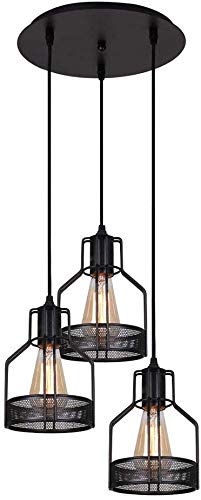 Lampe suspension cage industrielle noire pour salon et cuisine