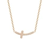 Collar de cruz chapado en oro de 18 quilates con colgante de cruz CZ cadena corta/simple lindo collar de cruz sólida ajustable gargantilla larga, Cristal, Cristales