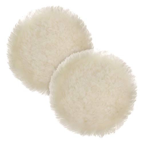 TCP Global 7 All Natural Premium 100% Wool Buffing Pad - 1 Thick Pile- Hook and Loop Grip Attachment Buffing & Polishing Pad (Pack of 2)