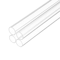 Rebower 4 Stück Transparent Rohr, ID 10mm OD 12mm LÄNGE 250mm Acryl Kunststoffrohr für Lampenbau, Stehlampen, Möbel
